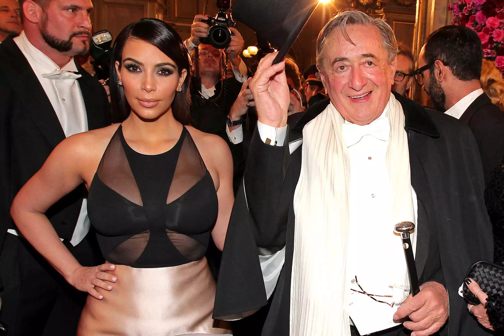 Kim Kardashian and Richard Lugner attend the traditional Vienna Opera Ball (Wiener Opernball) at Vienna State Opera on February 27, 2014 in Vienna, Austria. 